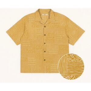 Tommy Bahama Men’s XL Silk Camp Shirt Tribal Print Orange White